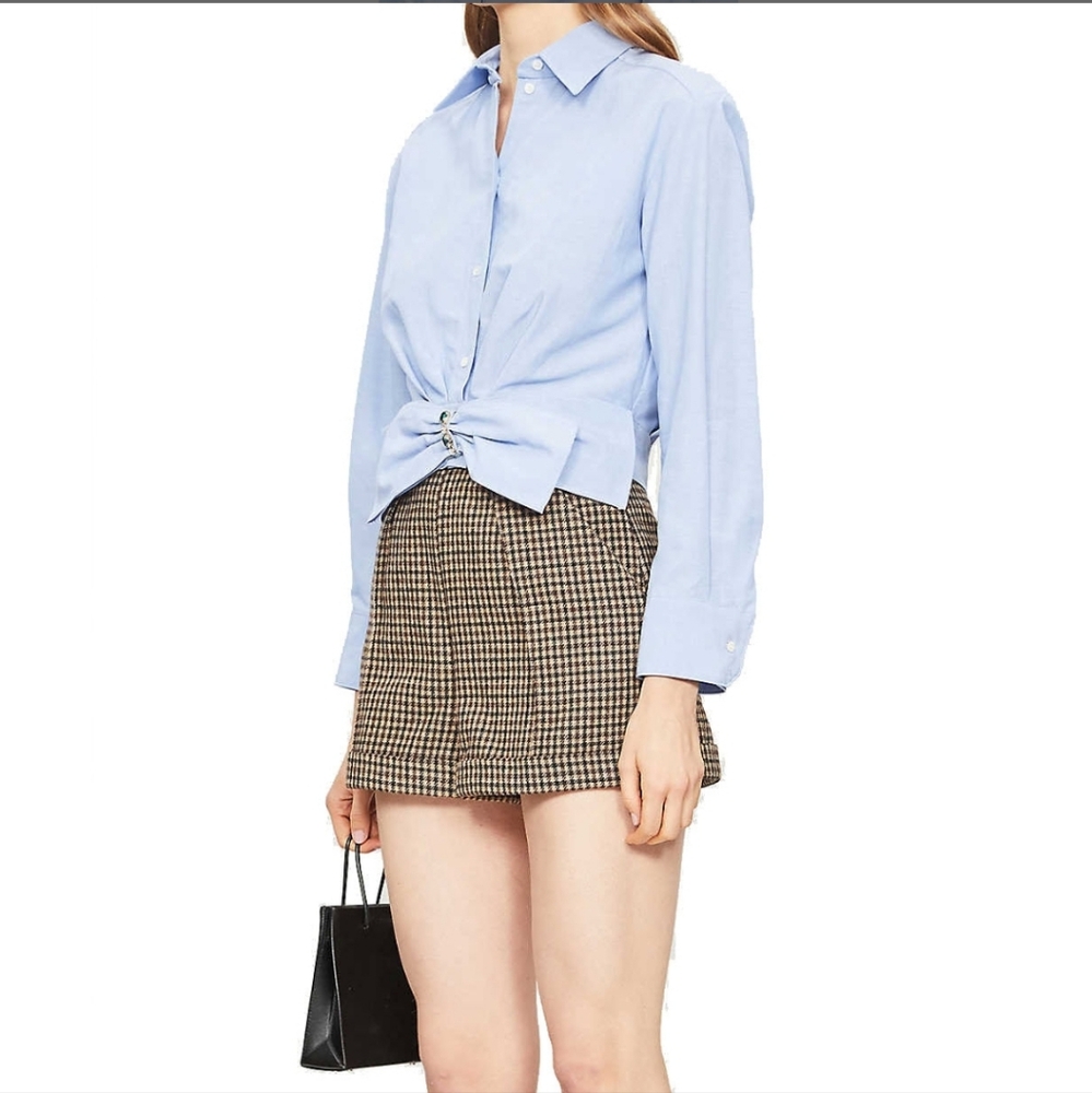 Sandro Saul Cropped Shirt, Sz 3/ US 8, *Missing Detachable Bow* - Picture 3 of 9